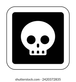 danger black outline square shapes skull warning sign of caution hazard traffic toxic poison icon symbol vector flat badges emblems design for website mobile isolated on white Background