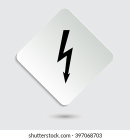 danger - black vector icon  on a paper button