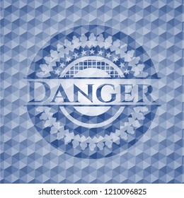 Danger blue emblem with geometric pattern.