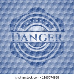 Danger blue hexagon badge.