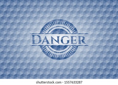 Danger blue hexagon emblem. Vector Illustration. Detailed.