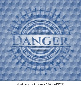 Danger blue polygonal emblem. Vector Illustration. Detailed.
