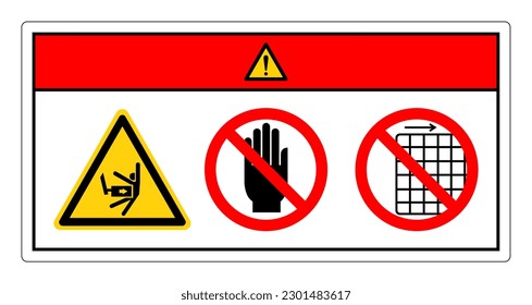 Danger Body Crush Force From Side Do Not Touch and Do Not Remove Guard Symbol Sign, Vector Illustration, Isolate On White Background Label .EPS10