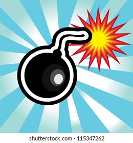 danger Bomb explosion in yellow and black background