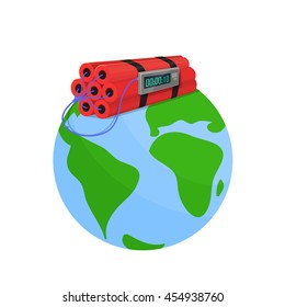Danger bomb in the world: The world with a dynamite on top.