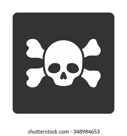Danger And Bones vector icon. Style is flat rounded square button, white and gray colors, white background.