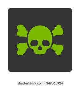 Danger And Bones vector icon. Style is flat rounded square button, eco green and gray colors, white background.