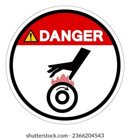 Signo de símbolo de rodillos calientes de riesgo de quemado de peligro, ilustración de vectores, aislamiento en la etiqueta de fondo blanco .EPS10