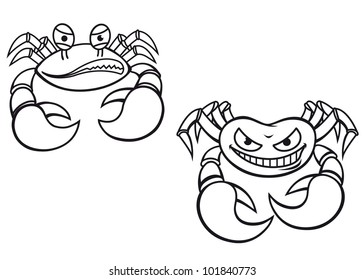 Danger cartoon crabs with big claws for mascot design. Jpeg version also available in gallery