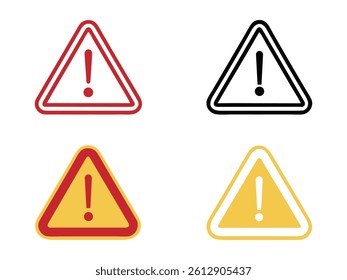 Danger Caution Alert Warning Icons – Exclamation Mark Triangle and Circle Signs.