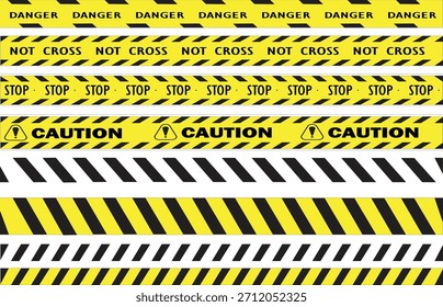 Danger and Caution Tape Set - Gelbe schwarze Warnschranke, nicht überqueren, Stopp Line, Sicherheitsgefahrenstreifen für Tatort und Industriewarnung