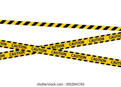 Danger, caution and warning tapes. Black and yellow police stripe border. Crime vector illustration.