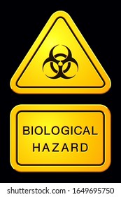 Danger and Caution Yellow Sign. Biological Hazard Icon. Warning Sign. Coronavirus Outbreak