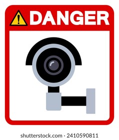 Gefahr CCTV-Symbol-Zeichen, Vektorgrafik, einzeln auf weißem Hintergrund - Etikett .EPS10