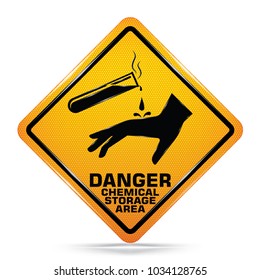Danger chemical storage area sign isolated on white background, Attracting attention,Compulsory, Control ,practice, Security first sign, Idea for graphic,web design,EPS10.