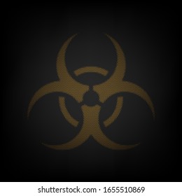 Danger chemicals sign. Icon as grid of small orange light bulb in darkness. Illustration.