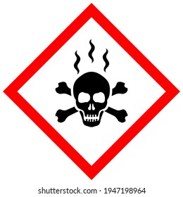 Danger chemicals warning symbol, vector skull sign on white background