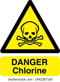 Danger Chlorine Yellow And Black Sign Board