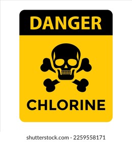 danger chlorine yellow sign, vector illustration 