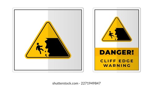 Danger Cliff Warning Sign Label Symbol Icon Vector Illustration