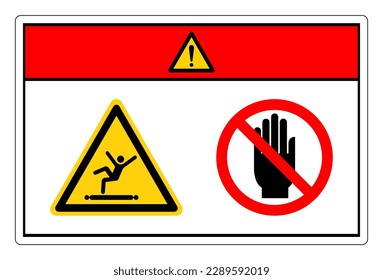 Peligro Escalando Sentado Caminando O Montando En El Transmisor No Toque Signo De Símbolo, Ilustración De Vectores, Aislarse En Etiqueta De Fondo Blanco. EPS10