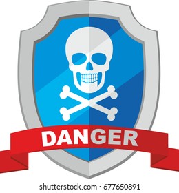danger  coat of arms with skull, grunge vintage design t shirts
