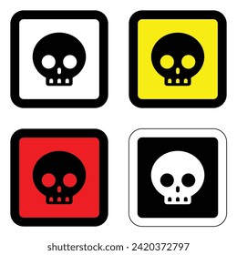 danger colors square shapes skull warning sign of caution hazard traffic toxic poison icon symbol vector flat badges emblems design for website mobile isolated on white Background