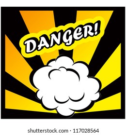 Danger Comic book background Danger! sign Card Pop Art office stamp with the word Danger