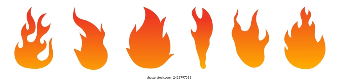 Danger concept or fire logo design. Gradient. Orange fire isolated on white background. EPS 10.