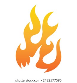 Danger concept or fire logo design. Gradient. Orange fire isolated on white background. EPS 10.