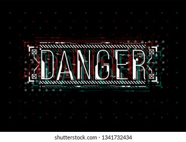 Danger. Conceptual Layout with HUD elements for print and web. Lettering with futuristic user interface elements.