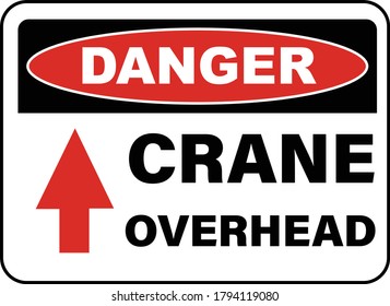 Danger Crane Overhead Sign vector illustration