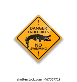 Danger of crocodile warning sign - vector illustration