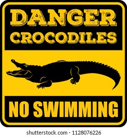 Danger Crocodiles No Swimming Sign Stock Vector (Royalty Free ...