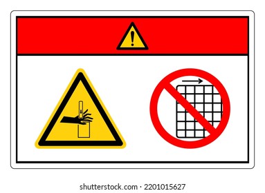 Peligro de aplastamiento y riesgo de corte manual No eliminar el símbolo de protección, Ilustración vectorial, aislamiento en la etiqueta de fondo blanco .EPS10