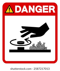 Danger Crush Hand Of Hot Rorating Hazard Symbol Sign, Vector Illustration, Isolate On White Background Label.EPS10