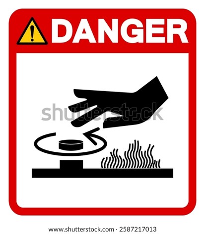 Danger Crush Hand Of Hot Rorating Hazard Symbol Sign, Vector Illustration, Isolate On White Background Label.EPS10