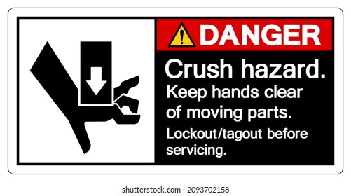 Danger Crush Hazard Keep Hand Clear of Moving Parts Symbol Sign, Vector Illustration, Isolate On White Background Label .EPS10