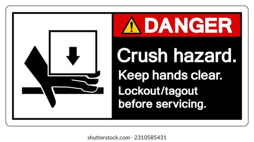 Danger Crush Hazard Keep Hands Clear Symbol Sign, Vector Illustration, Isolate On White Background Label .EPS10