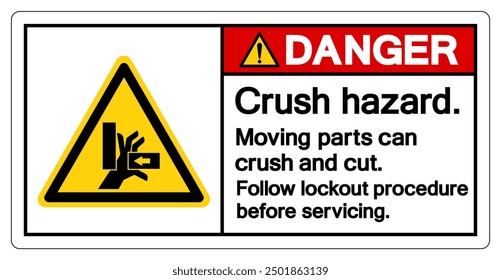 Danger Crush Hazard Moving Parts Can Crush And Cut Symbol Sign, Vector Illustration, Isolate On White Background Label.EPS10