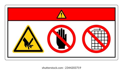 Danger Cutting Of Fingers Angled Blade Do Not Touch and Do Not Remove Guard Symbol Sign, Vector Illustration, Isolate On White Background Label .EPS10