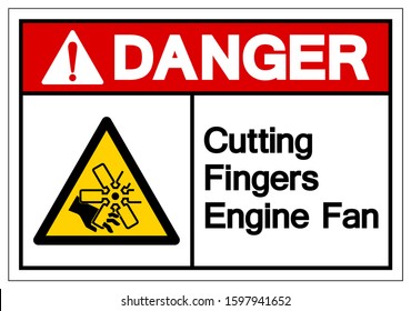 Danger Cutting of Fingers Or Hand Engine Fan Symbol Sign, Vector Illustration, Isolate On White Background Label .EPS10