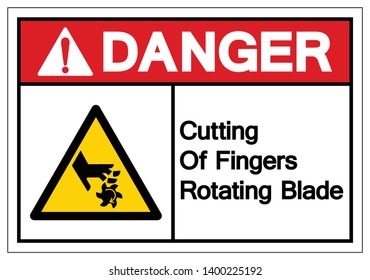 Danger Cutting of Fingers Rotating Blade Symbol Sign, Vector Illustration, Isolate On White Background Label .EPS10