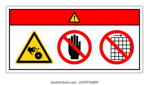 Danger Cutting Hand Do Not Touch and Do Not Remove Guard Symbol Sign, Vector Illustration, Isolate On White Background Label .EPS10