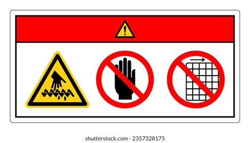 Peligro de corte de la mano No tocar y no eliminar el símbolo de protección, Ilustración vectorial, aislamiento en la etiqueta de fondo blanco .EPS10