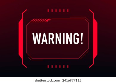 Danger and dangerous zone warning red frames. Vector HUD interface caution message holograms, warning and attention dangers. Security technology background. Vector illustration 