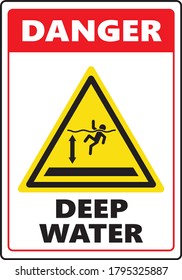 danger deep water sign caution attention pool 
