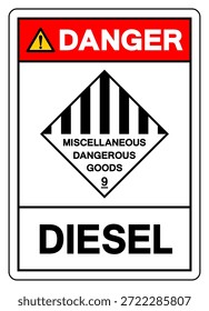 Danger Diesel Symbol Sign, Vector Illustration, Isolate On White Background, Label. EPS10