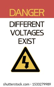 Danger. Different voltages exist.
Warning, illustratively graphic poster with a triangular familiar and text.