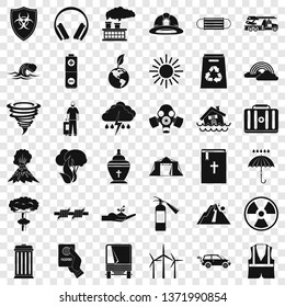 Danger disaster icons set. Simple style of 36 danger disaster vector icons for web for any design